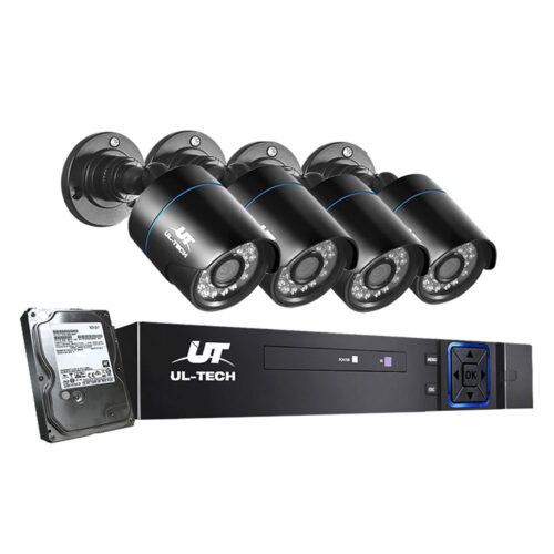 CCTV Security System 8CH DVR 4 Cameras 1TB Hard Drive by Ul Tech